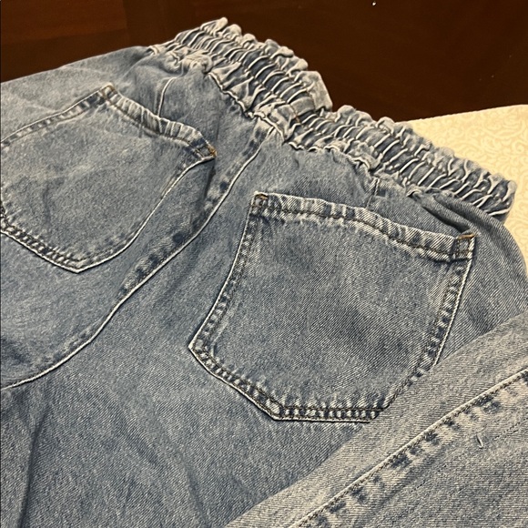 Wide Leg Jeans 90’s Style Denim Drawstring Waist Boho Medium Elastic Waist - Picture 5 of 12